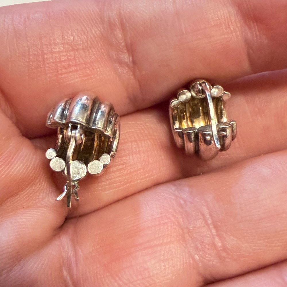 Vintage Hopi Sterling Silver Earrings Saufkie 925 Ribbed Hoop Native American - Picture 3 of 6